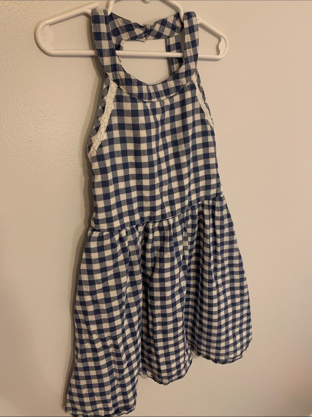 Sonoma Blue and White Gingham Halter Kids Dress